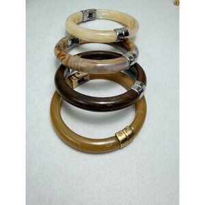 Zara Resin Bangle Bracelet Set Of 4 Neutral Beige Brown Tortoise NWOT